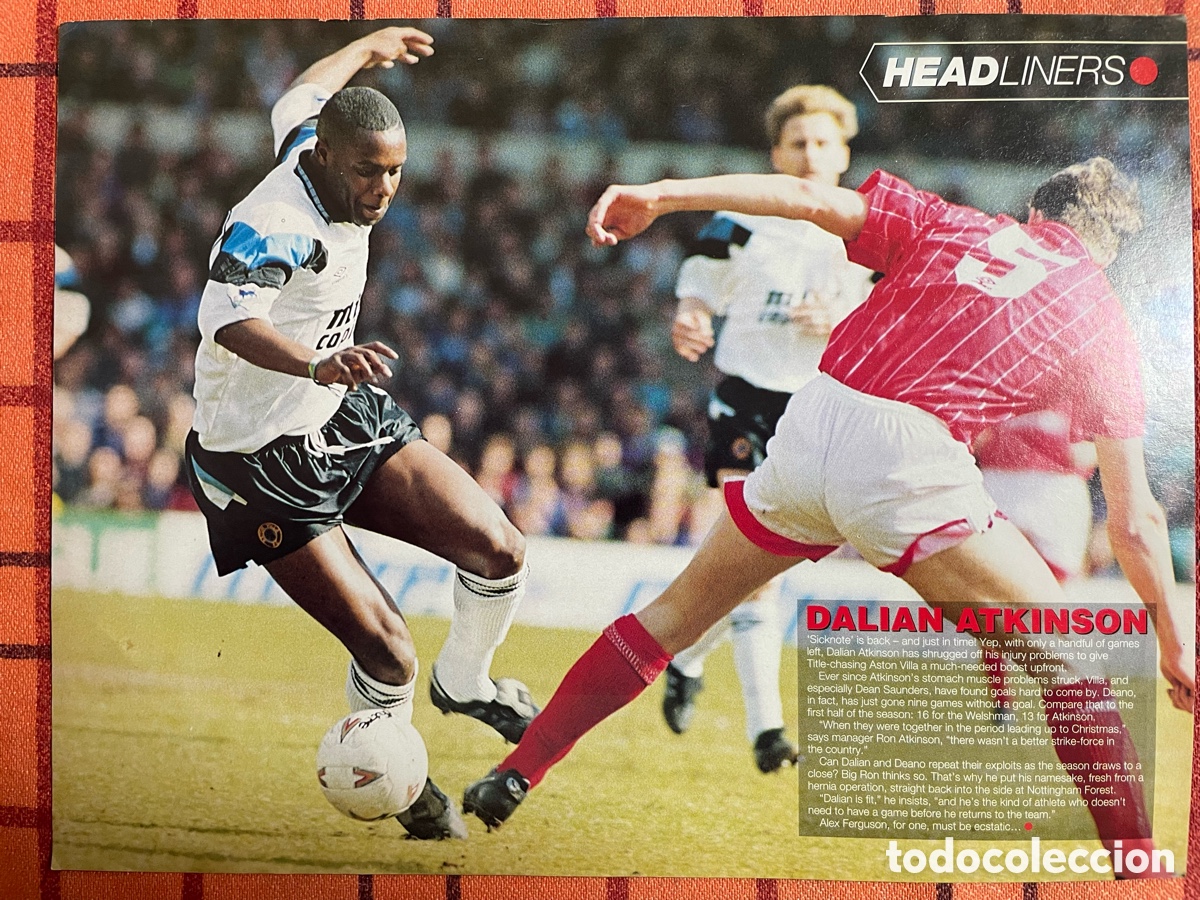 Coleccionismo deportivo: P&oacute;ster A4 Dalian Atkinson Aston Villa 90 Minutes