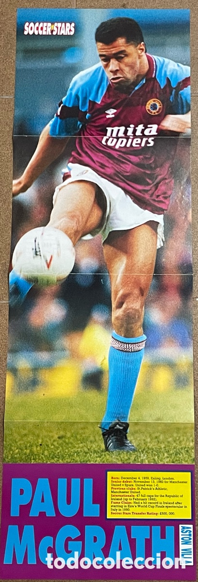 Coleccionismo deportivo: P&oacute;ster Paul McGrath Aston Villa - Soccer Stars 4 p&aacute;ginas
