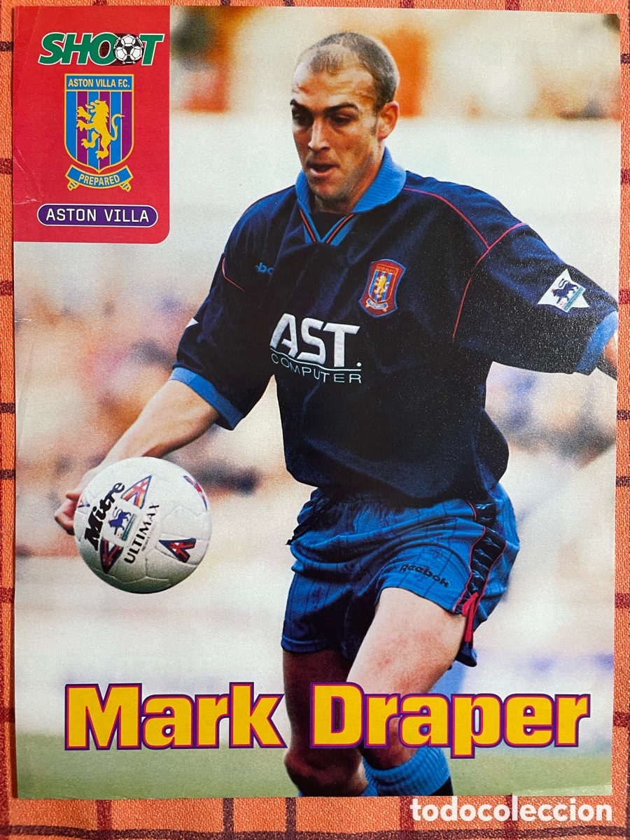 Coleccionismo deportivo: P&oacute;ster A4 Mark Draper Aston Villa - Shoot Magazine 90s