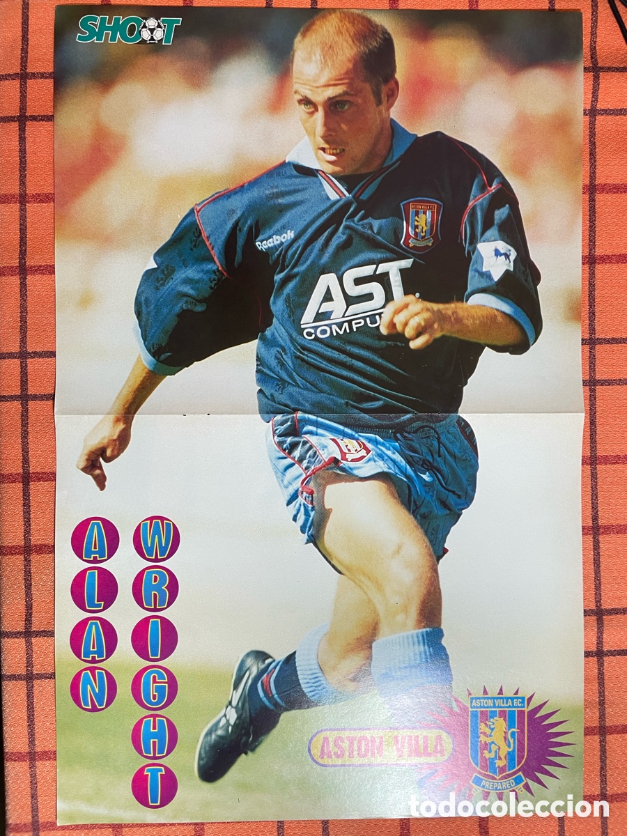 Coleccionismo deportivo: P&oacute;ster A3 Alan Wright Aston Villa - Shoot Magazine 90s