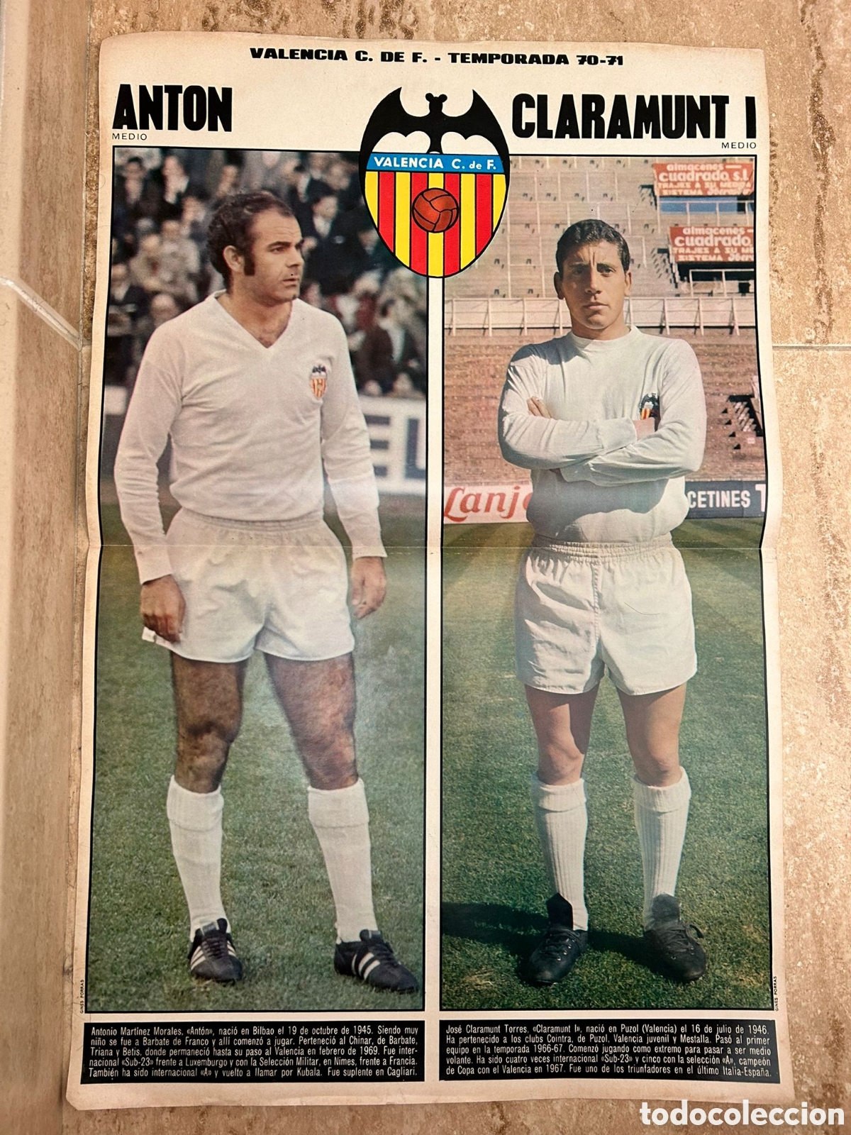Coleccionismo deportivo: Valencia club de f&uacute;tbol campe&oacute;n liga 1970/71 poster 52x33'50 Anton y Claramunt I