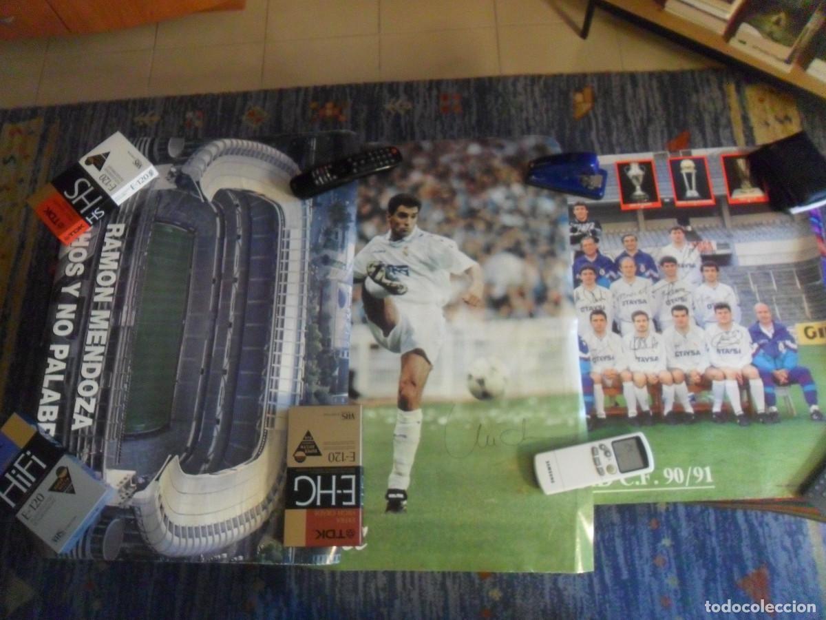 Coleccionismo deportivo: CARTEL REAL MADRID CAMPA&Ntilde;A PRESIDENCIA RAM&Oacute;N MENDOZA HECHOS Y NO PALABRAS, PLANTILLA 90 91 Y M&Iacute;CHEL.