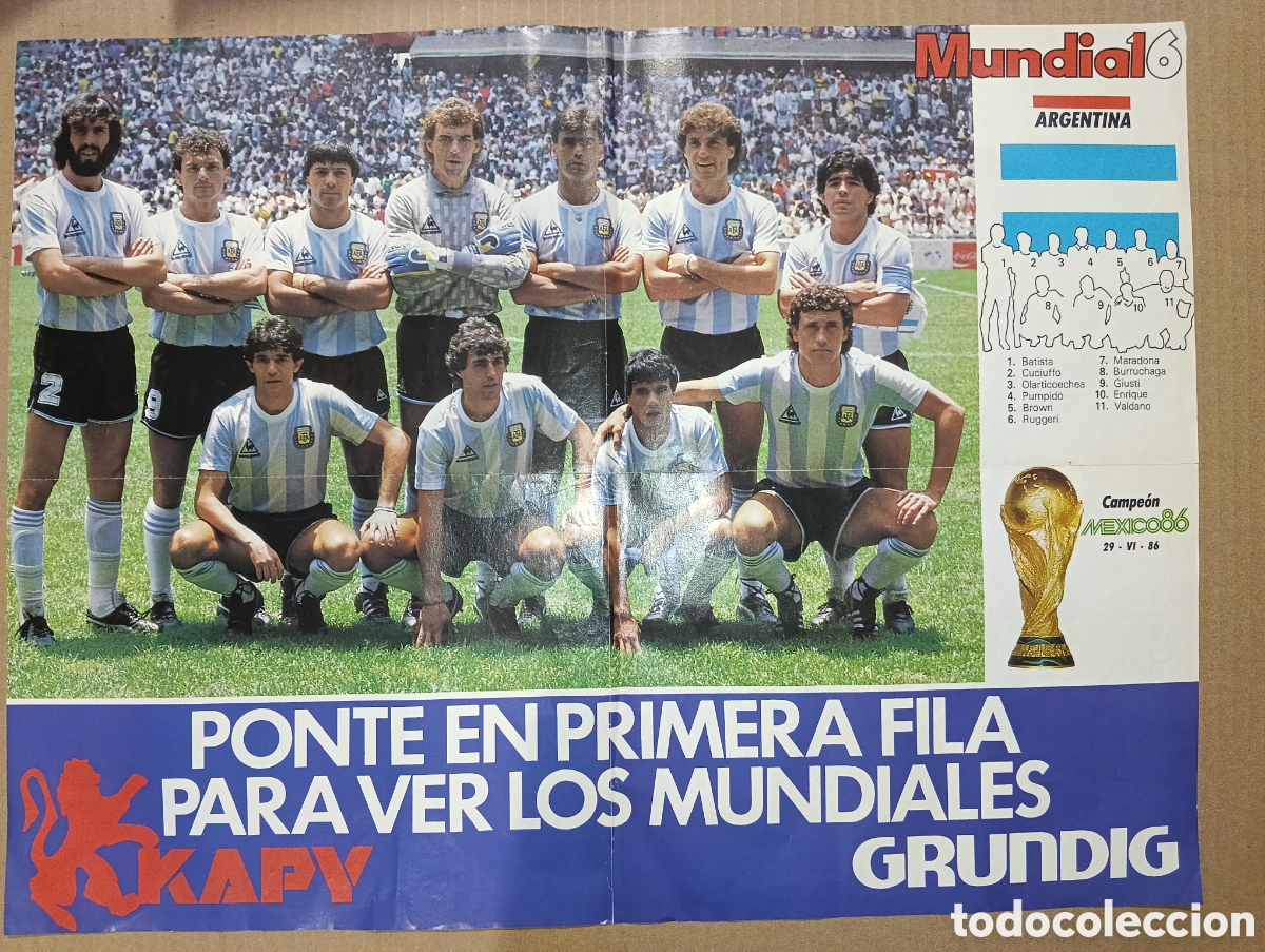 Coleccionismo deportivo: P&Oacute;STER F&Uacute;TBOL SELECCI&Oacute;N ARGENTINA MARADONA MUNDIAL M&Eacute;XICO 86