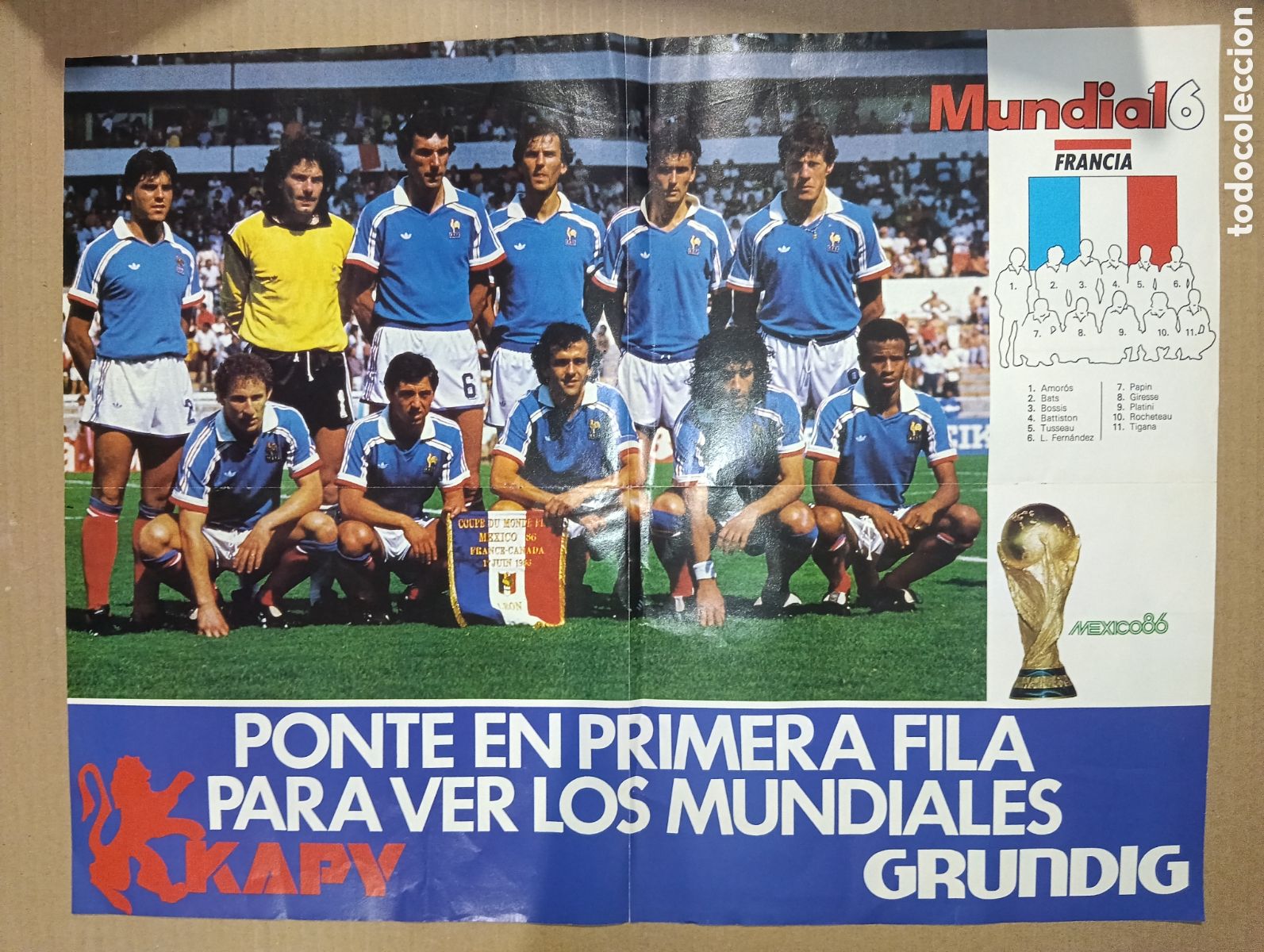 Coleccionismo deportivo: P&Oacute;STER F&Uacute;TBOL SELECCI&Oacute;N FRANCESA PLATINI MUNDIAL M&Eacute;XICO 86