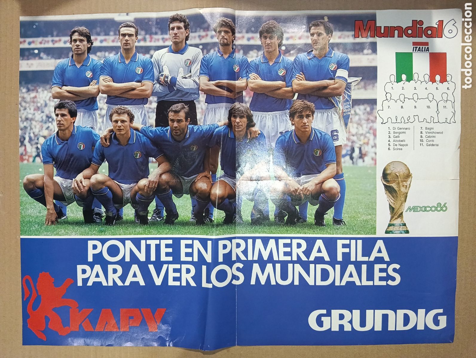 Coleccionismo deportivo: P&Oacute;STER F&Uacute;TBOL SELECCI&Oacute;N ITALIANA ALTOBELLI MUNDIAL M&Eacute;XICO 86
