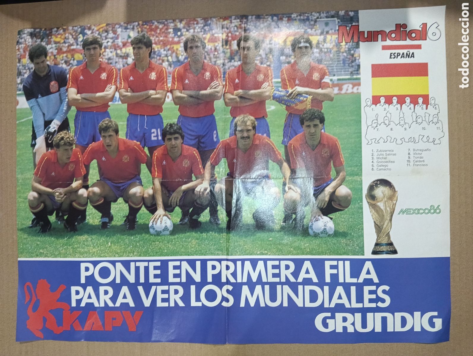 Coleccionismo deportivo: P&Oacute;STER F&Uacute;TBOL SELECCI&Oacute;N ESPA&Ntilde;OLA BUTRAGUE&Ntilde;O MUNDIAL M&Eacute;XICO 86