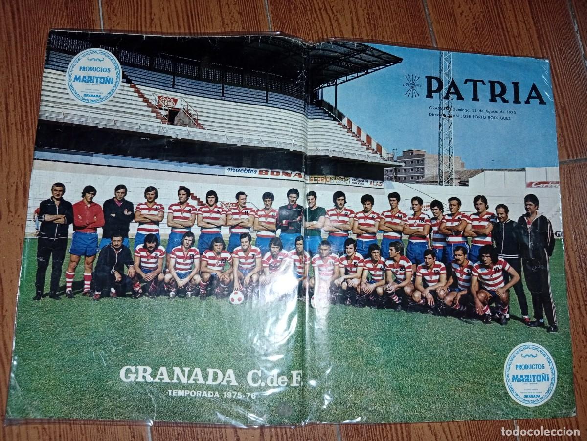 Coleccionismo deportivo: Poster del Granada CF. temporada 1975-76.Diario Patria,Marito&ntilde;i. 47 X 33 cm.