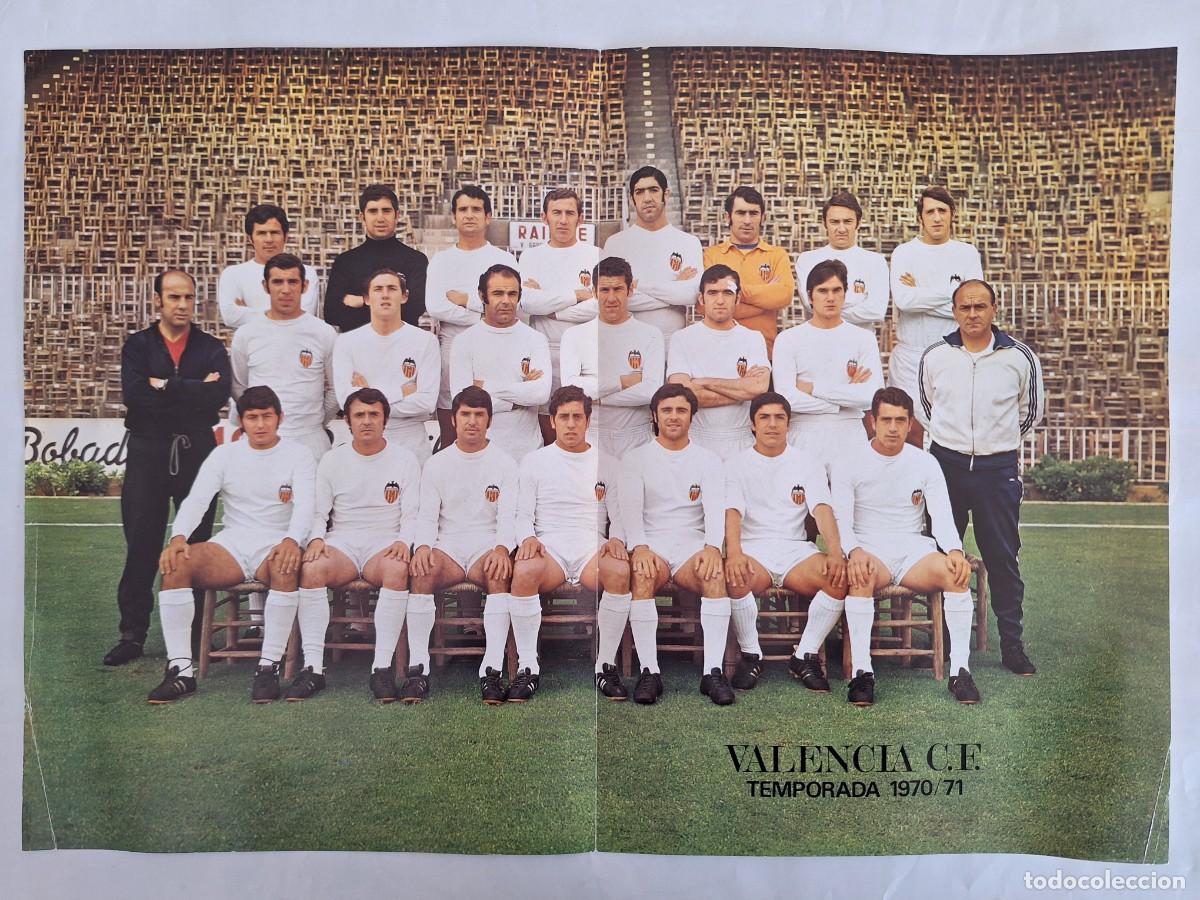 Coleccionismo deportivo: ANTIGUO POSTER PLANTILLA VALENCIA CLUB FUTBOL TEMPORADA 1970 71 CAMPEON LIGA DI STEFANO CLARAMUNT RV
