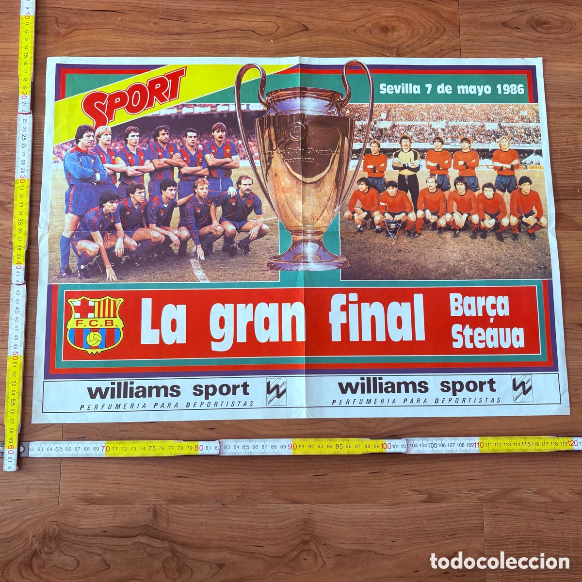 Coleccionismo deportivo: P&oacute;ster cartel final Fc Barcelona Steaua de Bucarest 7 de mayo de 1986 sevilla