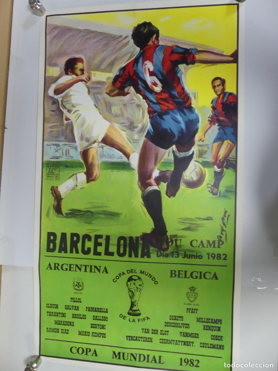 Coleccionismo deportivo: CARTEL DE PARTIDO DE F&Uacute;TBOL COPA DEL MUNDO 1982 ARGENTINA - BELGICA
