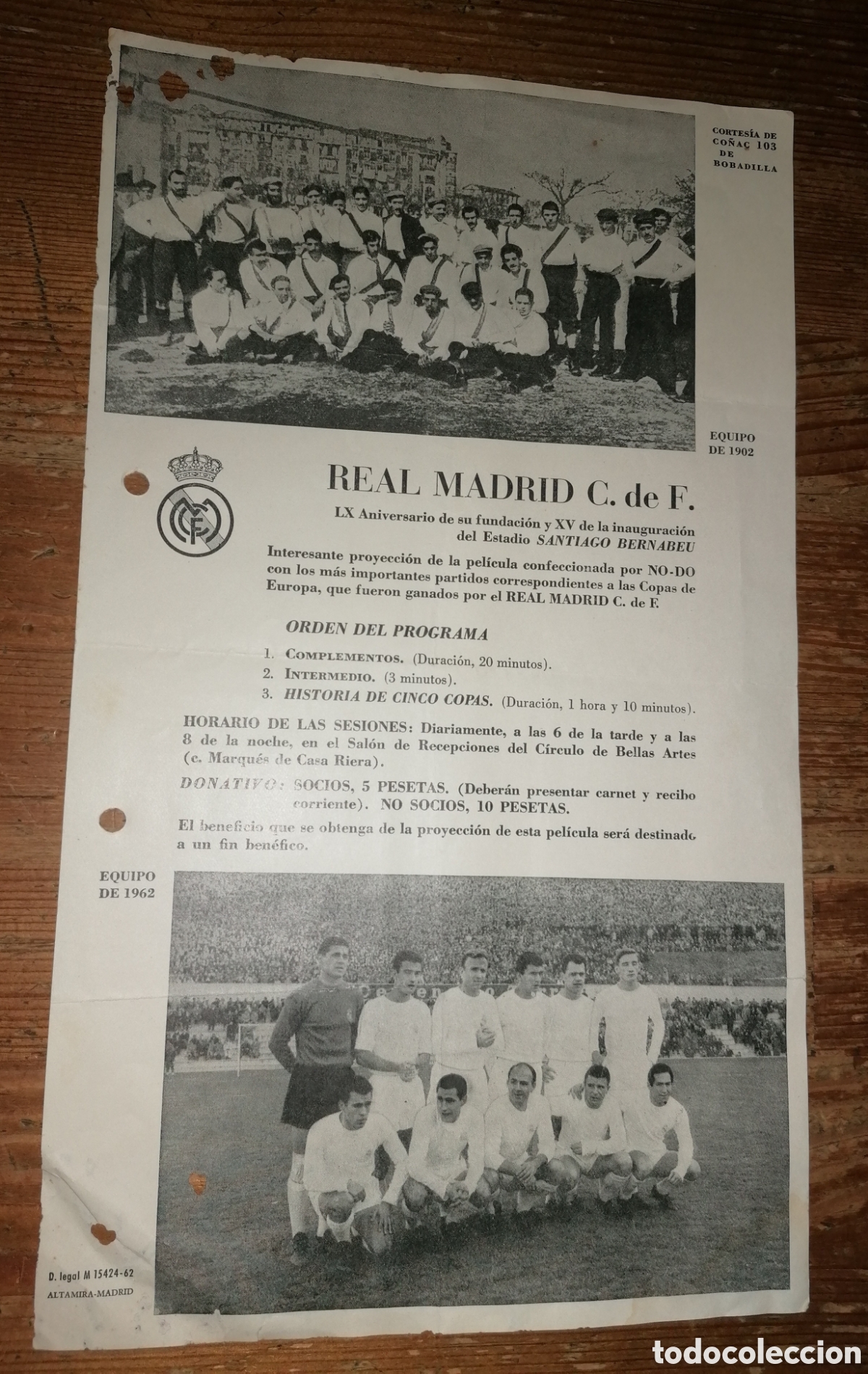 Coleccionismo deportivo: Programa LX aniversario Real Madrid y XV aniversario del estadio Santiago Bernabeu