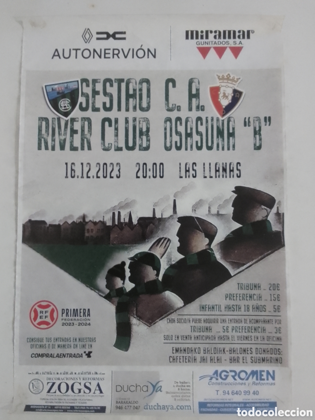 Coleccionismo deportivo: Cartel Sestao River Club &bull; C. A. Osasuna &rdquo; B &rdquo;.