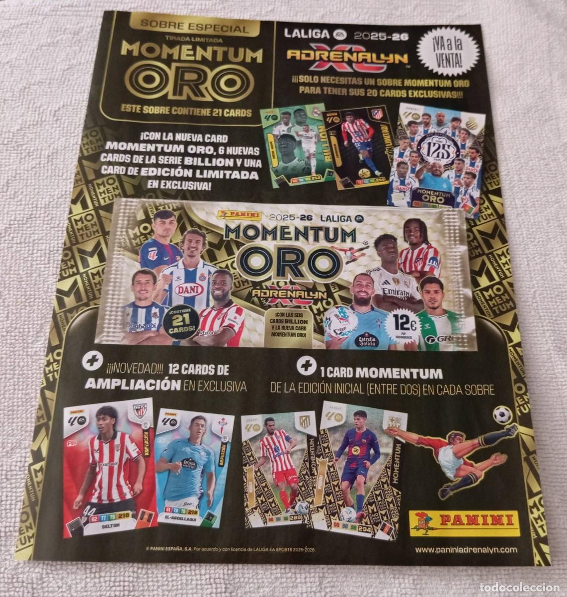 Coleccionismo deportivo: -HOJA RECORTE DE FUTBOL DE LA PROMOCION MOMENTUM ORO ADRENALYN TEMPORADA 25-26