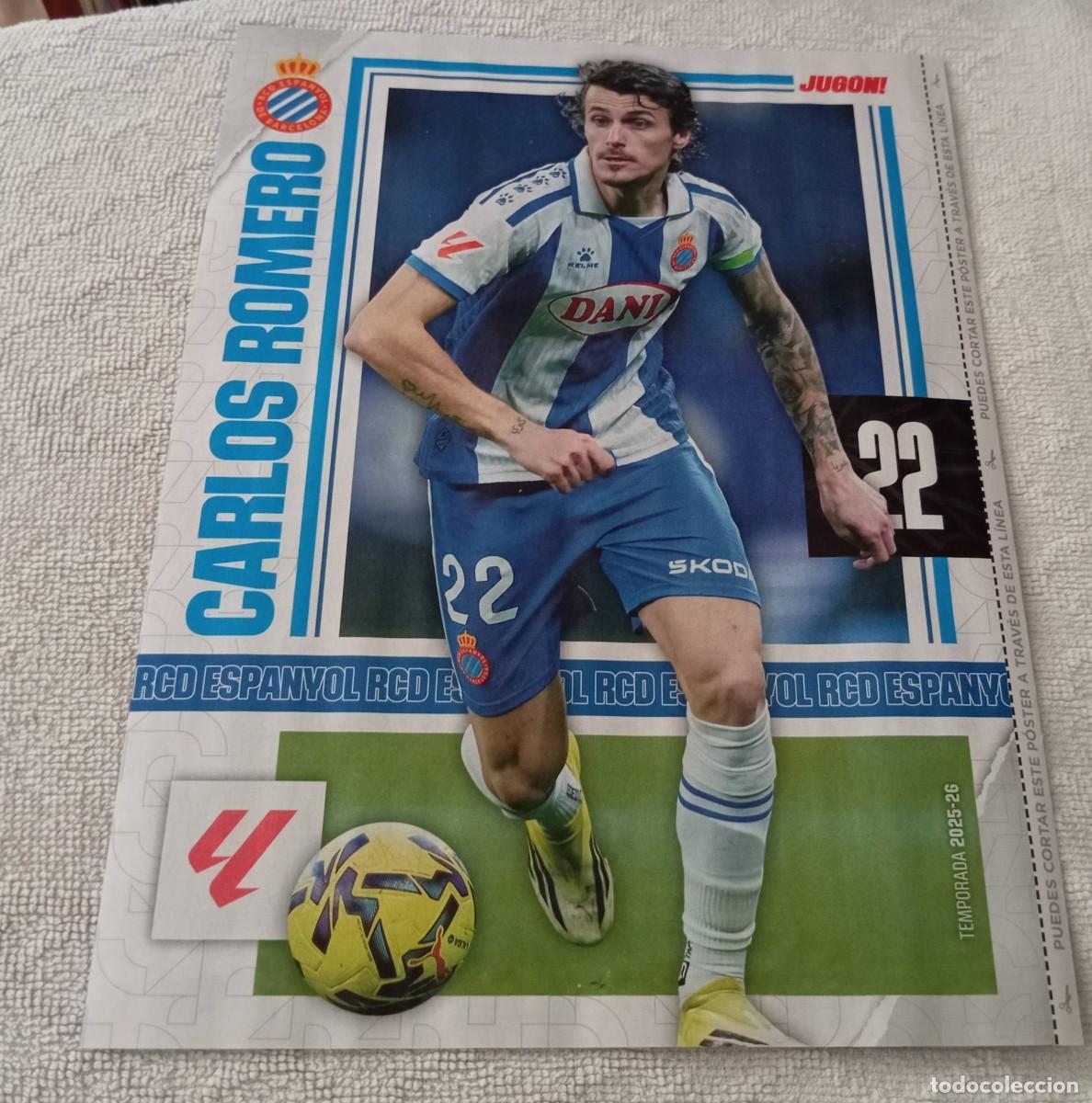 Coleccionismo deportivo: -POSTER DE FUTBOL DEL JUGADOR CARLOS ROMERO ( ESPA&Ntilde;OL ) TEMPORADA 25-26