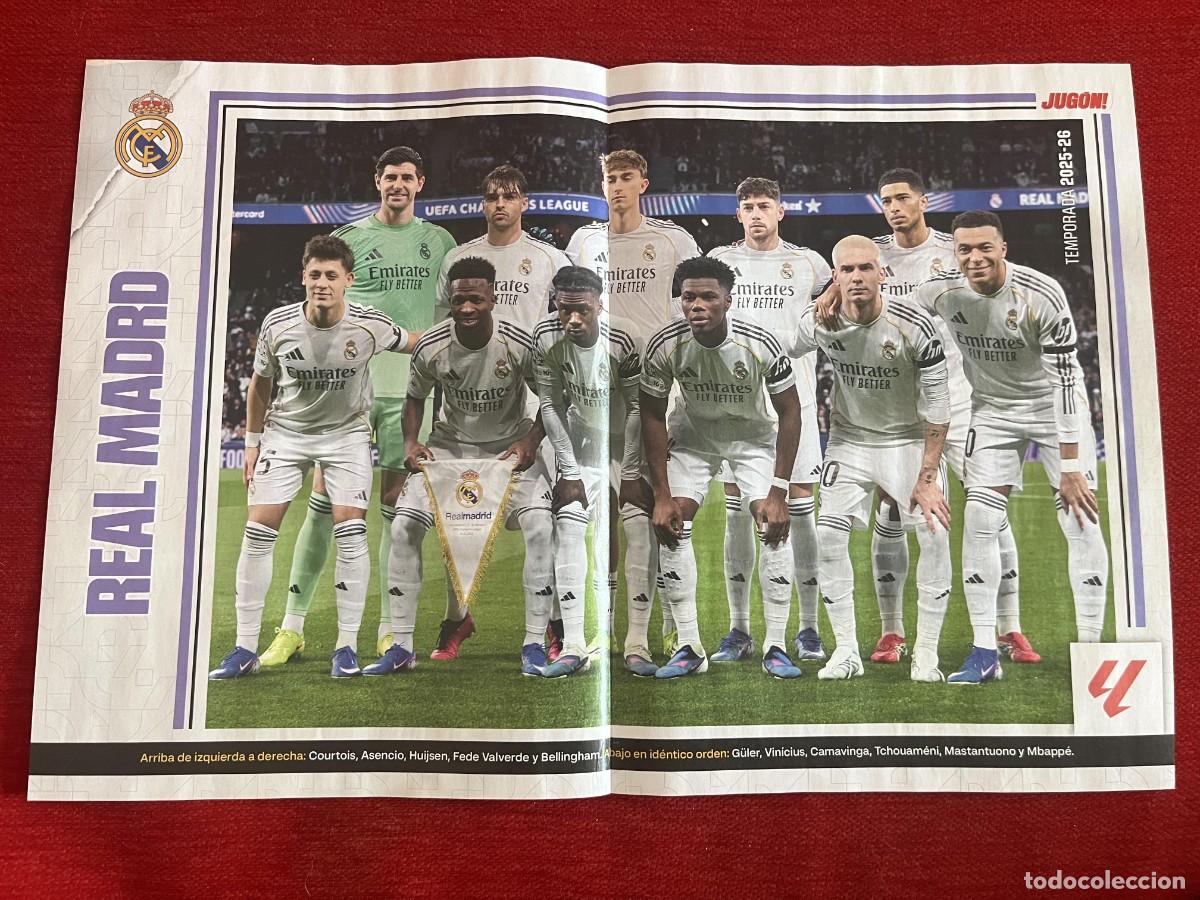 Coleccionismo deportivo: CARTEL POSTER REVISTA JUGON ONCE ALINEACION REAL MADRID TEMPORADA 2025 2026 JAN VIRGILI CAZORLA