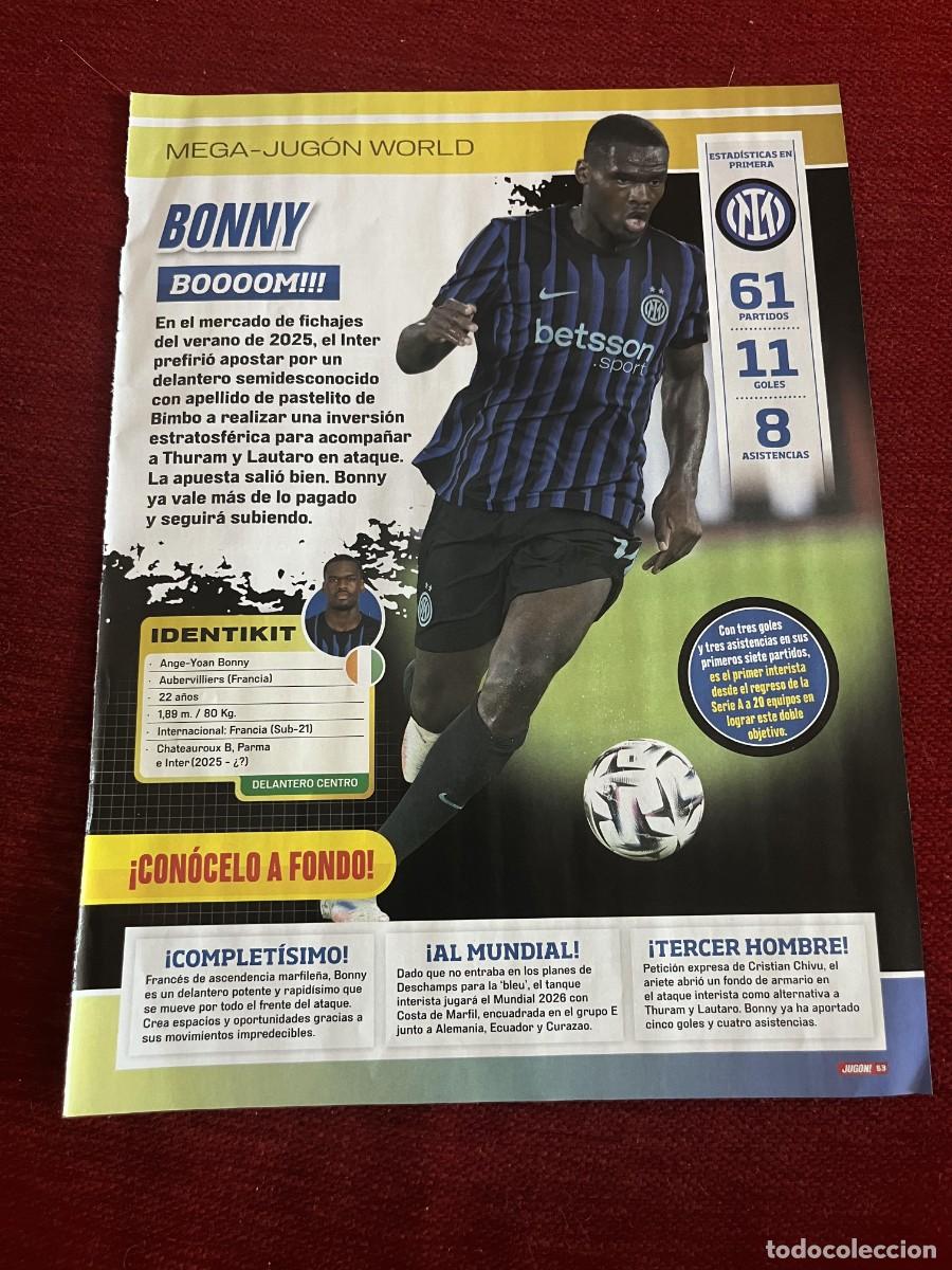 Coleccionismo deportivo: CARTEL POSTER REVISTA JUGON ANGE YOAN BONNY INTER MILAN INTERNAZIONALE TEMPORADA 2025 2026