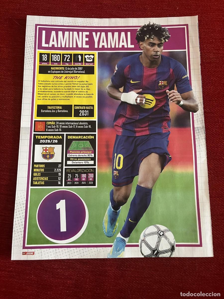Coleccionismo deportivo: CARTEL POSTER REVISTA JUGON LAMINE YAMAL PAU CUBARSI BARCELONA TEMPORADA 2025 2026