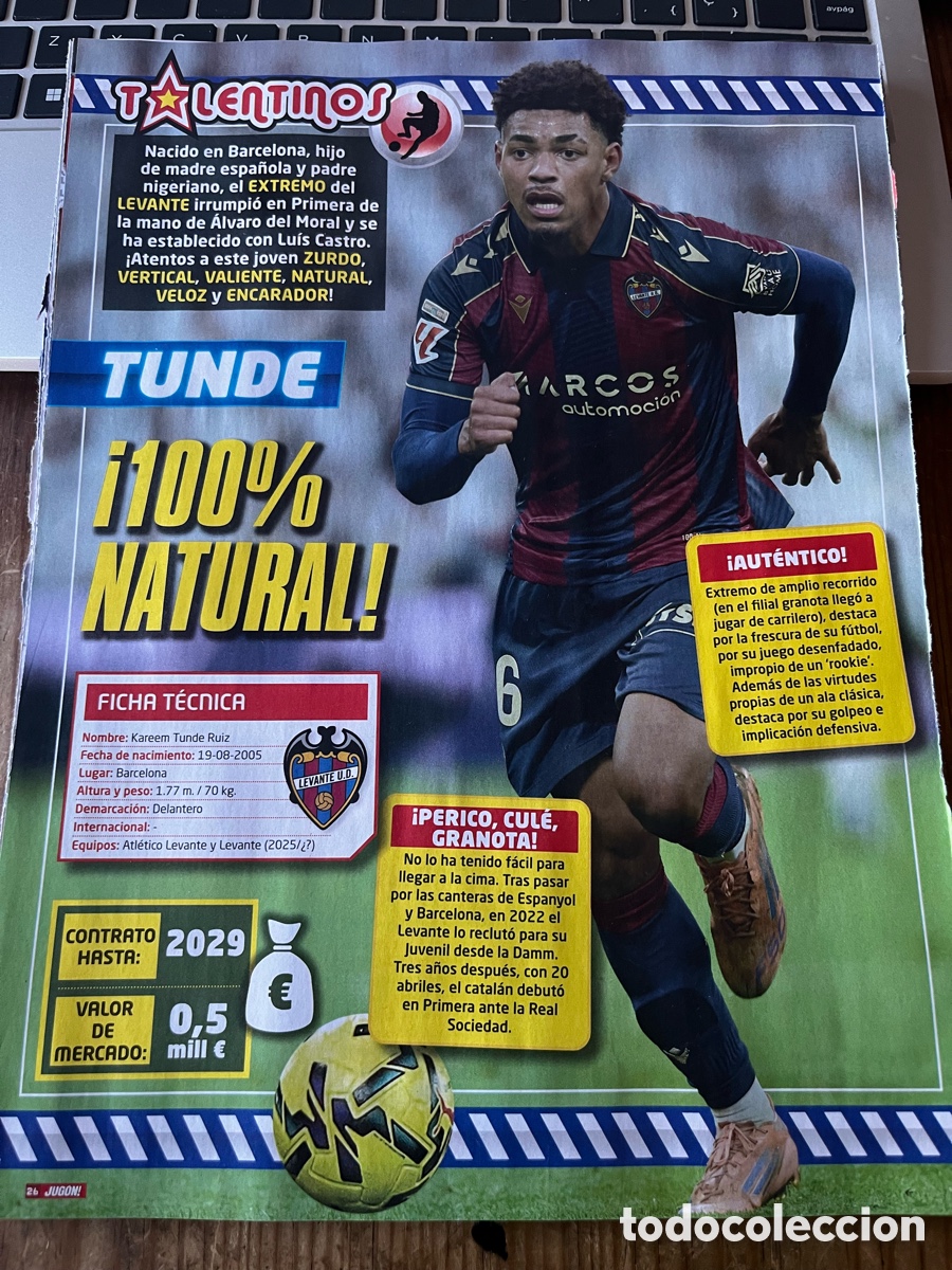 Coleccionismo deportivo: CARTEL POSTER REVISTA JUGON KAREEM TUNDE LEVANTE TEMPORADA 2025 2026