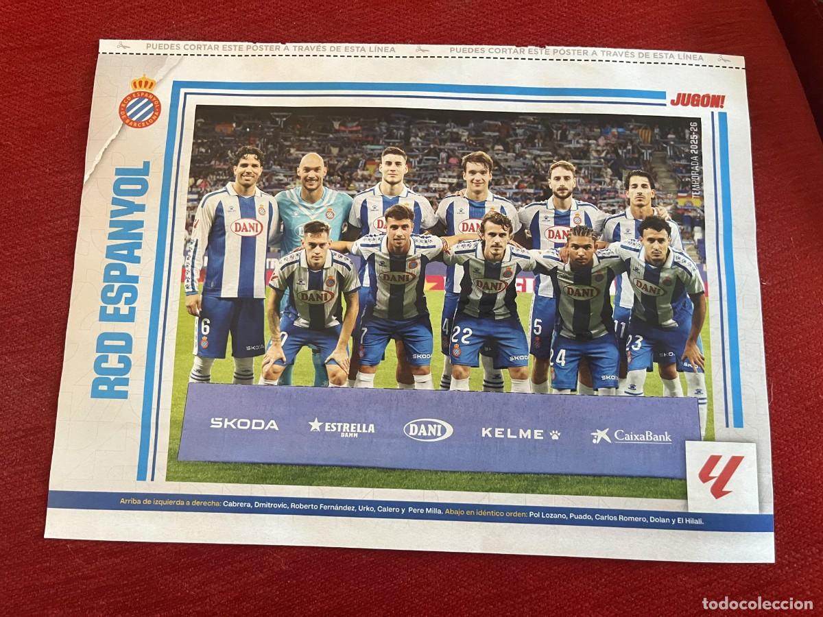 Coleccionismo deportivo: CARTEL POSTER REVISTA JUGON ONCE ALINEACION ESPANYOL ESPA&Ntilde;OL ALEXIS SANCHEZ TEMPORADA 2025 2026