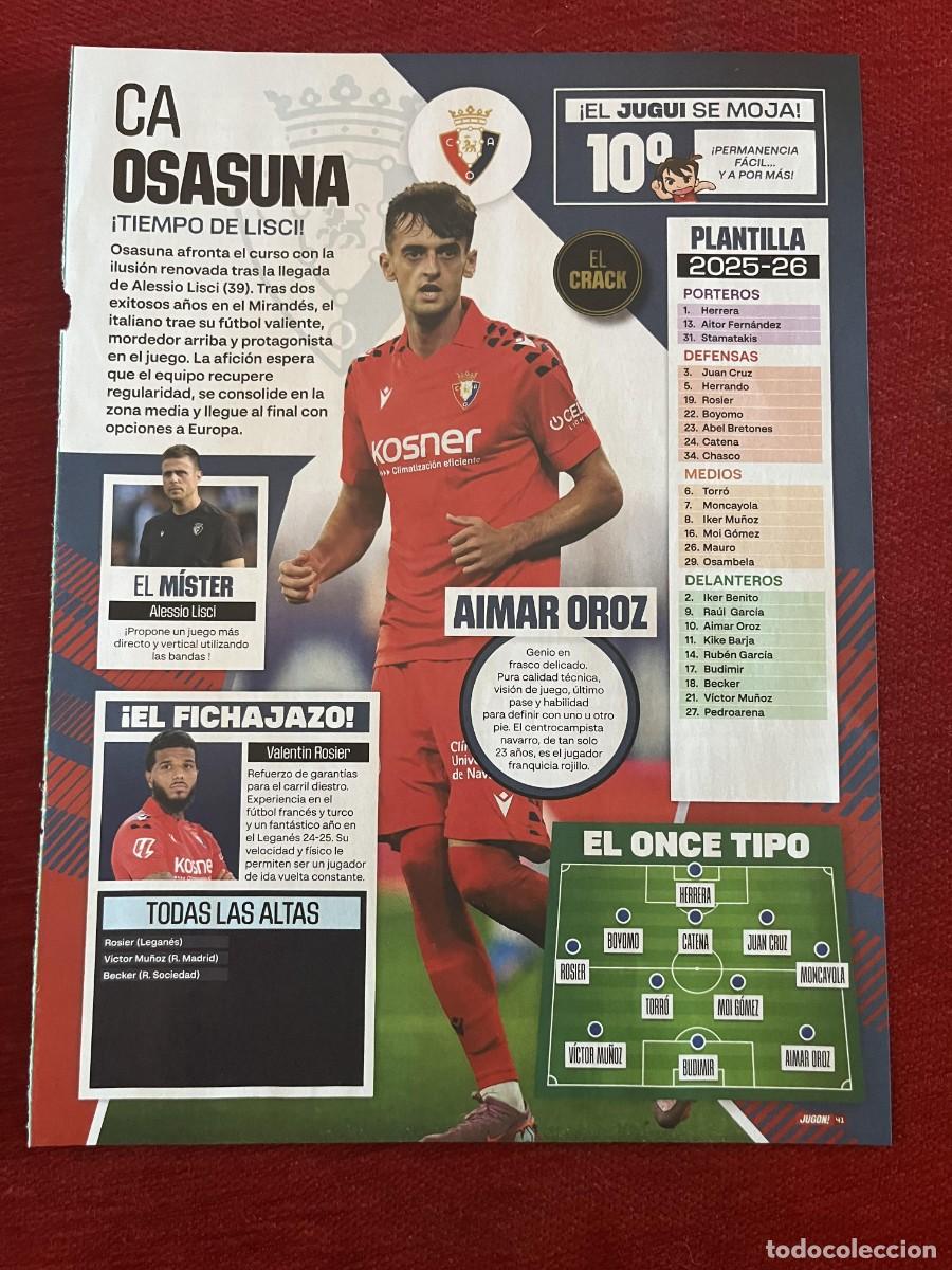 Coleccionismo deportivo: CARTEL POSTER REVISTA JUGON AIMAR OROZ OSASUNA NACHO VIDAL OVIEDO TEMPORADA 2025 2026