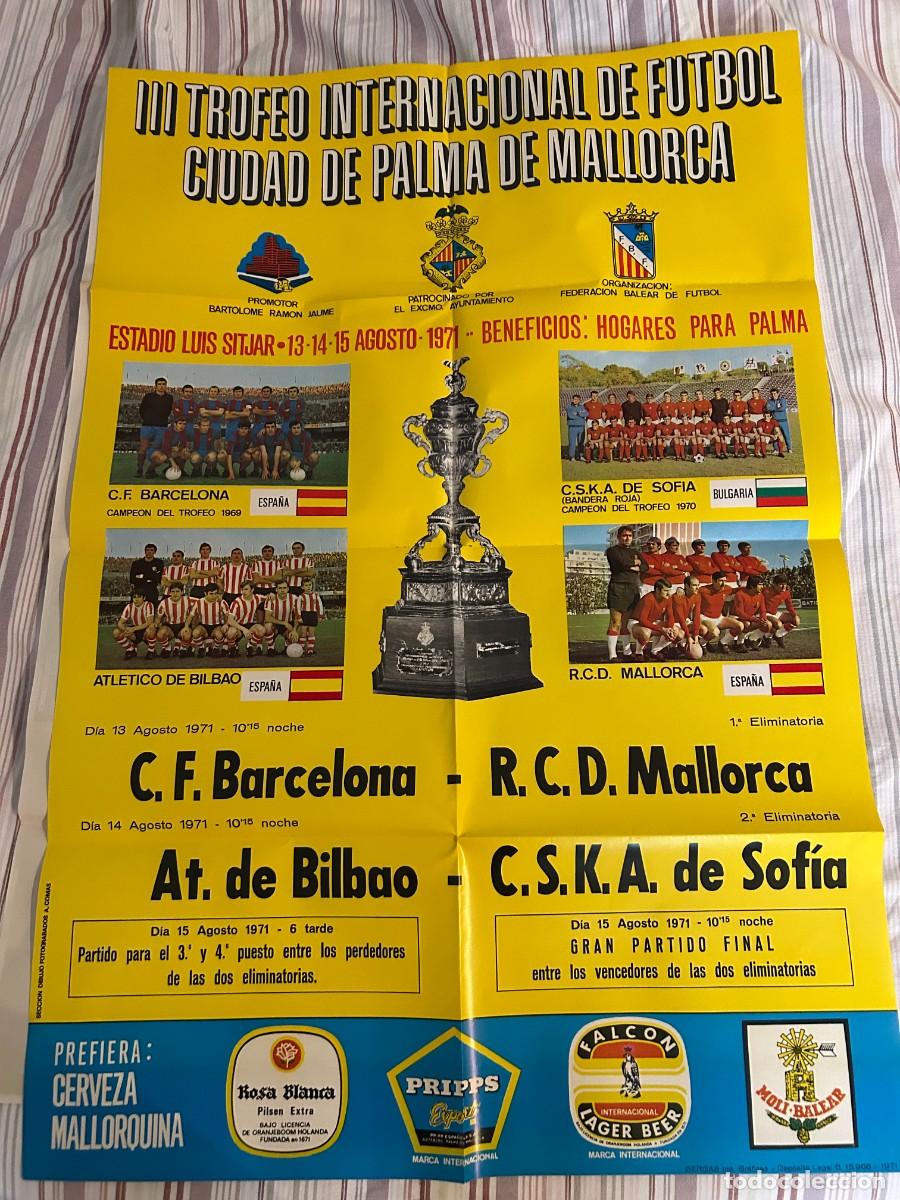 Coleccionismo deportivo: Poster 3&ordm; Trofeo Ciudad de Palma de futbol. Agosto 1971