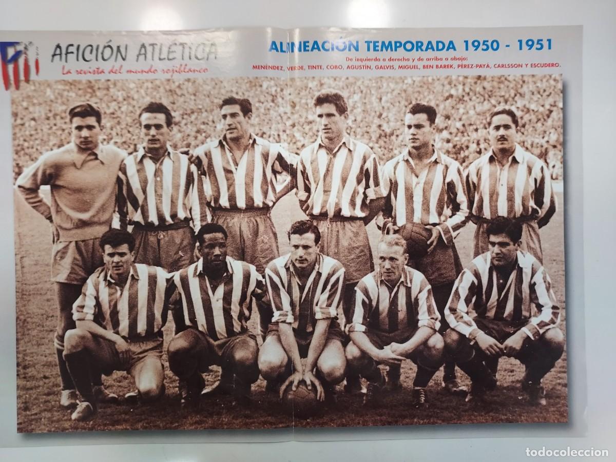Coleccionismo deportivo: DOBLE POSTER GRANDE. ALINEACION 1950-1951, ATLETICO B. REVISTA AFICION ATLETICA MADRID