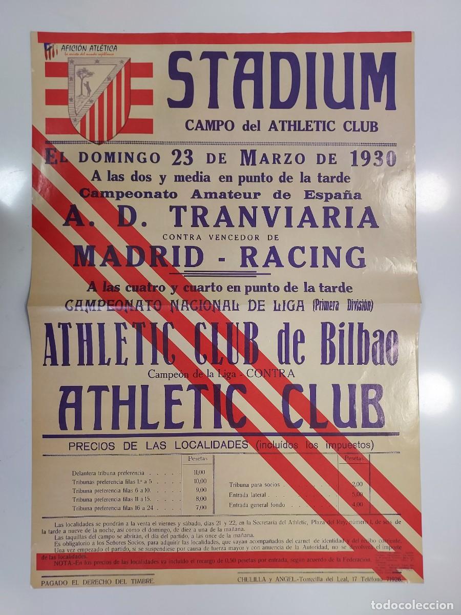 Coleccionismo deportivo: DOBLE POSTER GRANDE. CARTEL STADIUM ATHLETIC CLUB, CONTRA. REVISTA AFICION ATLETICA MADRID
