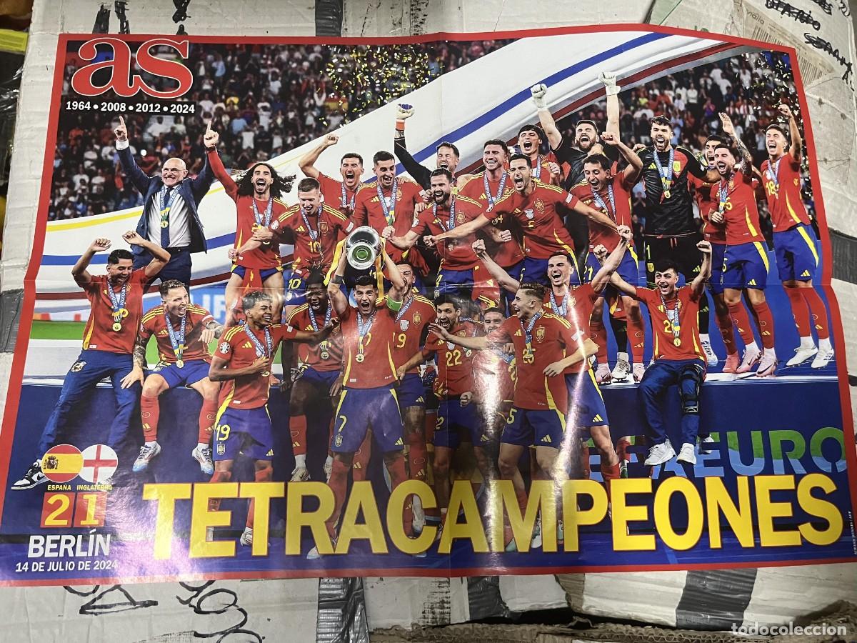 Coleccionismo deportivo: CARTEL POSTER AS TETRACAMPEONES EURO EUROCOPA 2024 ESPA&Ntilde;A 2-1 ALEMANIA SELECCION ESPA&Ntilde;OLA CAMPEON