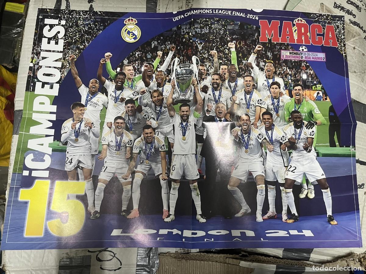 Coleccionismo deportivo: CARTEL POSTER MARCA CAMPEONES 15 UEFA CHAMPIONS LEAGUE REAL MADRID LA NI&Ntilde;A BONITA LAS CIBELES