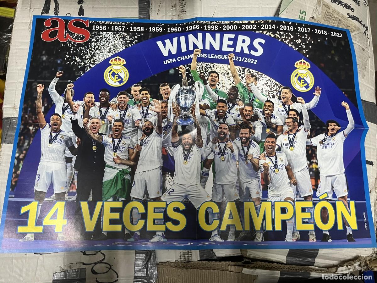 Coleccionismo deportivo: CARTEL POSTER AS 14 VECES CAMPEON REAL MADRID UEFA CHAMPIONS LEAGUE 2022
