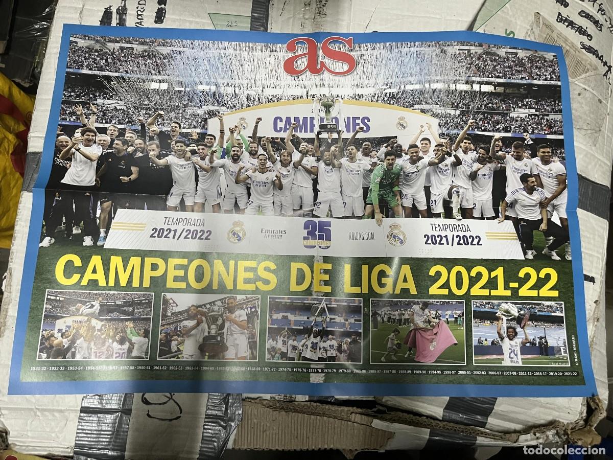 Coleccionismo deportivo: CARTEL POSTER AS CAMPEONES DE LIGA REAL MADRID TEMPORADA 2021 2022