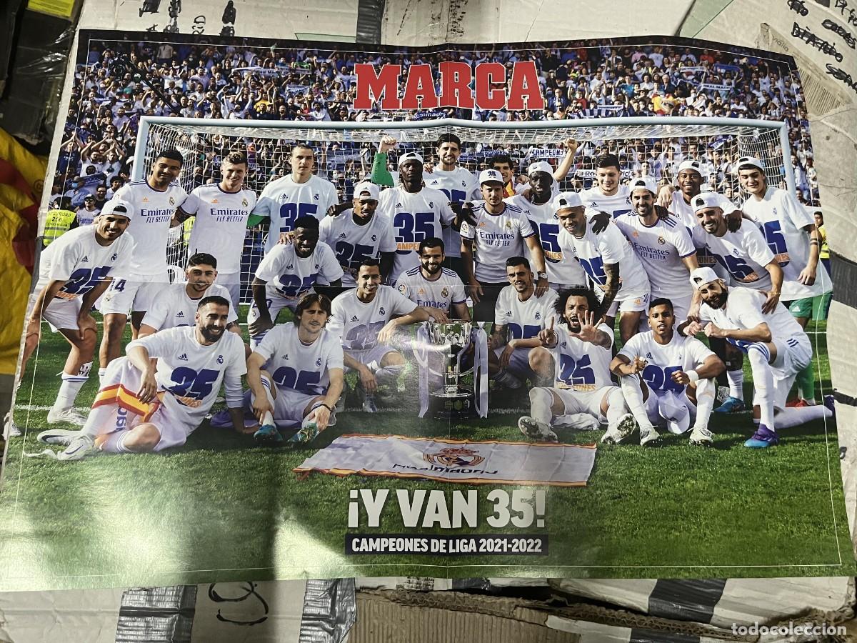 Coleccionismo deportivo: CARTEL POSTER MARCA CAMPEONES DE LIGA REAL MADRID TEMPORADA 2021 2022 ANCELOTTI