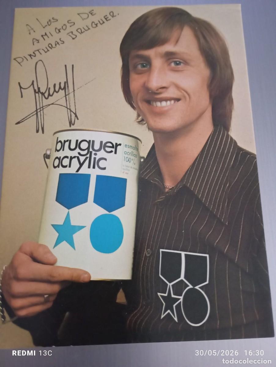 Coleccionismo deportivo: POSTAL JOHAN CRUYFF CAMPA&Ntilde;A PUBLICITARIA PINTURAS BRUGUER 1973