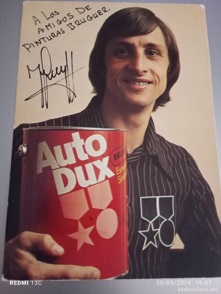 Coleccionismo deportivo: POSTAL JOHAN CRUYFF CAMPA&Ntilde;A PUBLICITARIA PINTURAS BRUGUER 1973