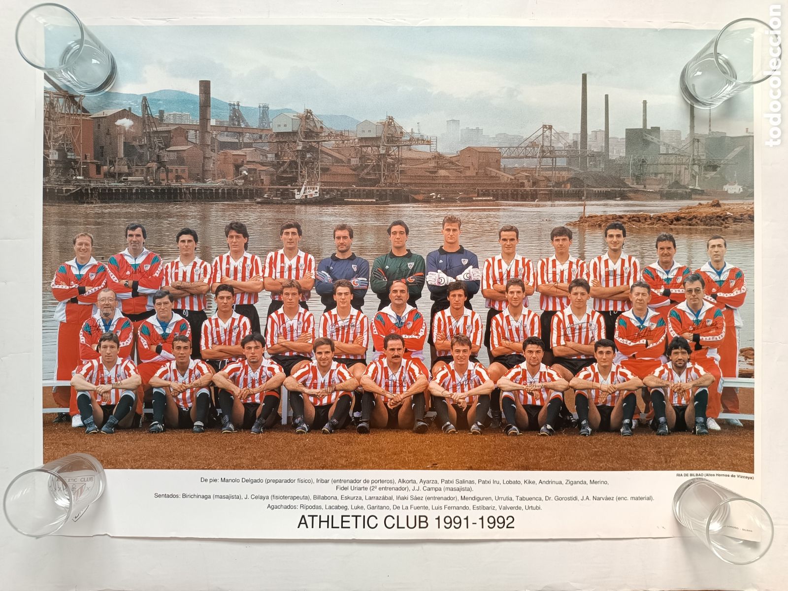 Coleccionismo deportivo: Poster oficial ATHLETIC CLUB temporada 1991-1992 (69 cm x 49,5 cm) - alineaci&oacute;n plantilla, de Bilbao