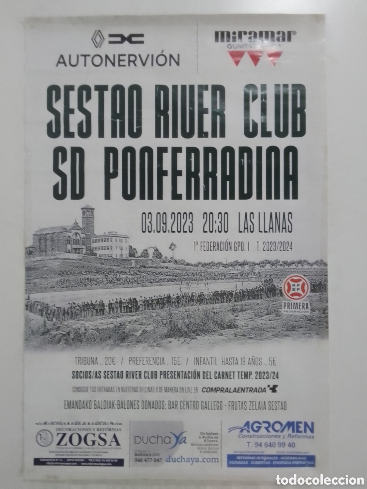 Coleccionismo deportivo: Cartel Temporada 2023-24 Primera Federaci&oacute;n Sestao River Club. SD Ponferradina.
