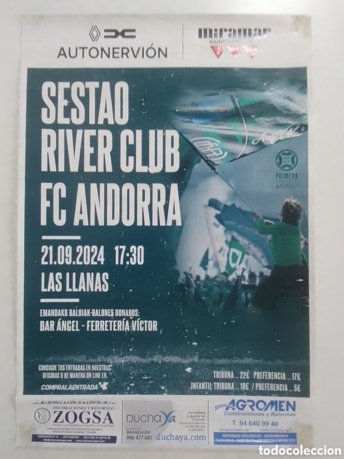 Coleccionismo deportivo: Cartel Temporada 2024-25 Primera Federaci&oacute;n Sestao River Club &bull; FC Andorra.