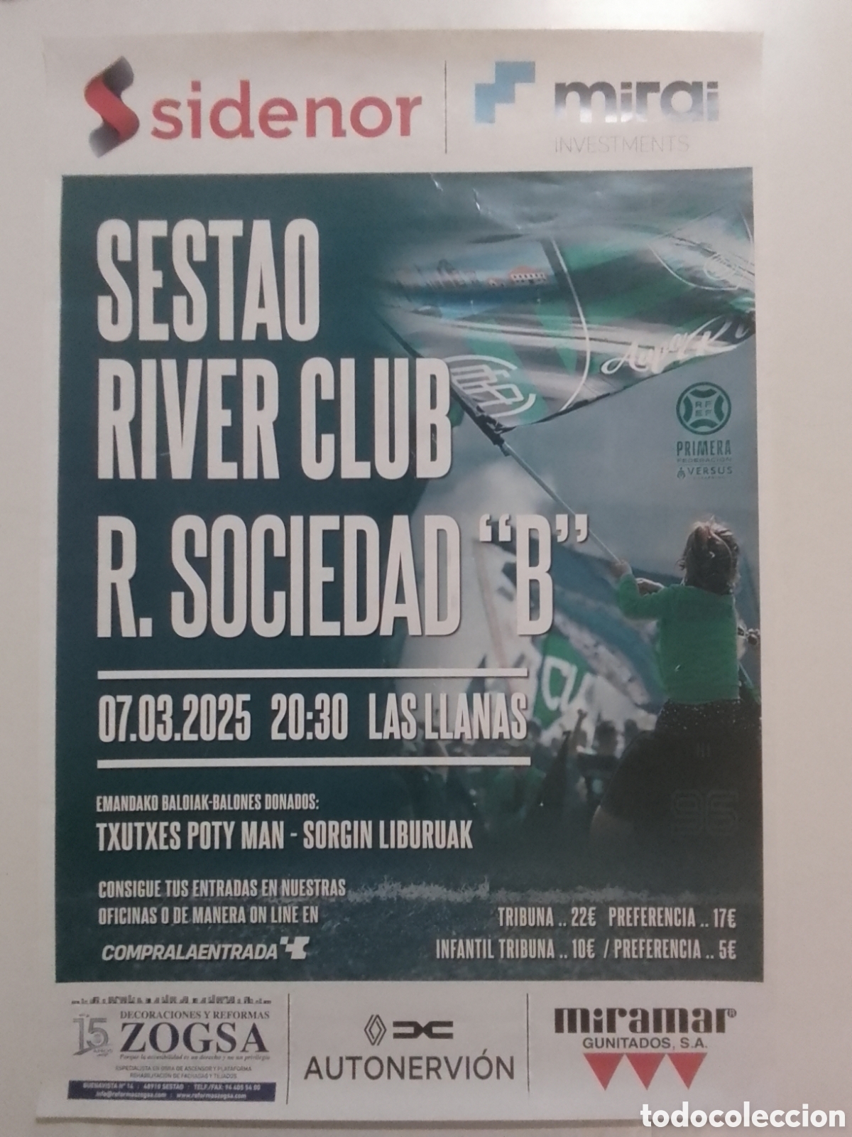 Coleccionismo deportivo: Cartel Temporada 2024-25 Primera Federaci&oacute;n Sestao River Club &bull; R. Sociedad &rdquo; B &rdquo;.