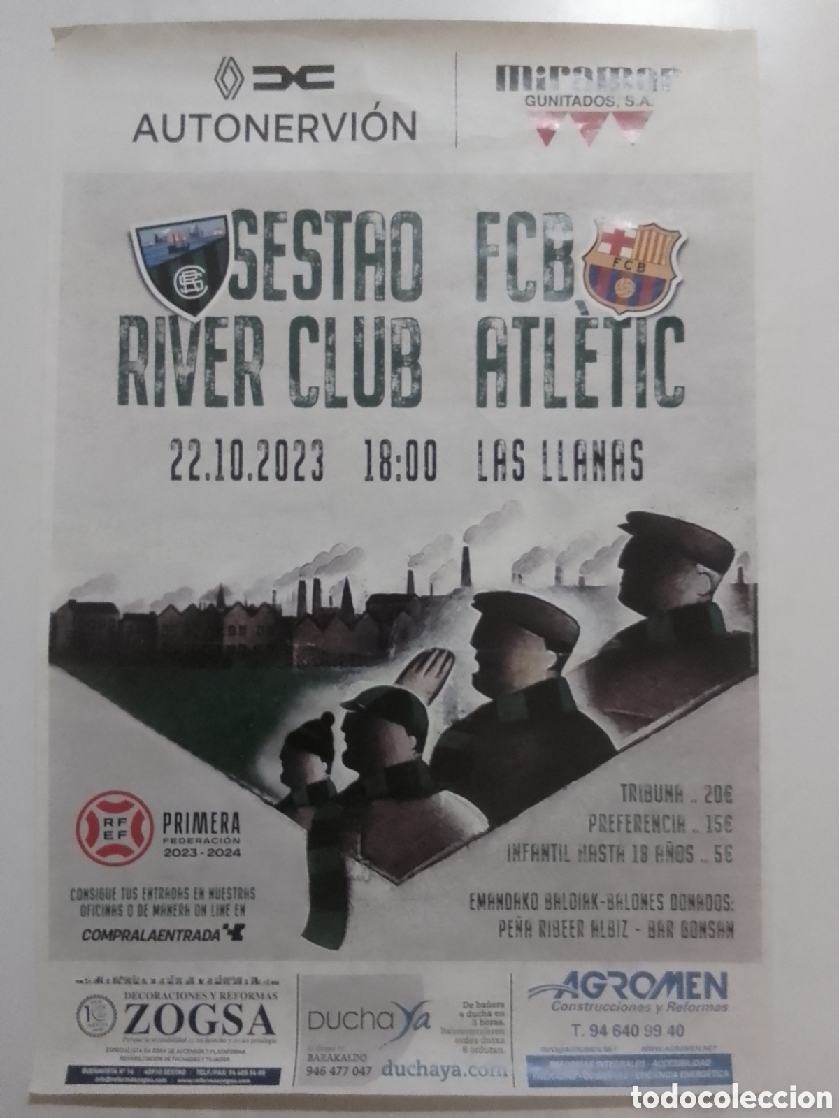 Coleccionismo deportivo: Cartel Temporada 2023-24 Primera Federaci&oacute;n Sestao River Club &bull; FCB Atl&egrave;tic.