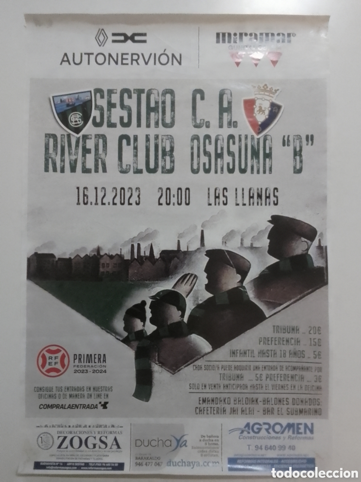 Coleccionismo deportivo: Cartel Temporada 2023-24 Primera Federaci&oacute;n Sestao River Club &bull; C. A. Osasuna &rdquo; B &rdquo;.