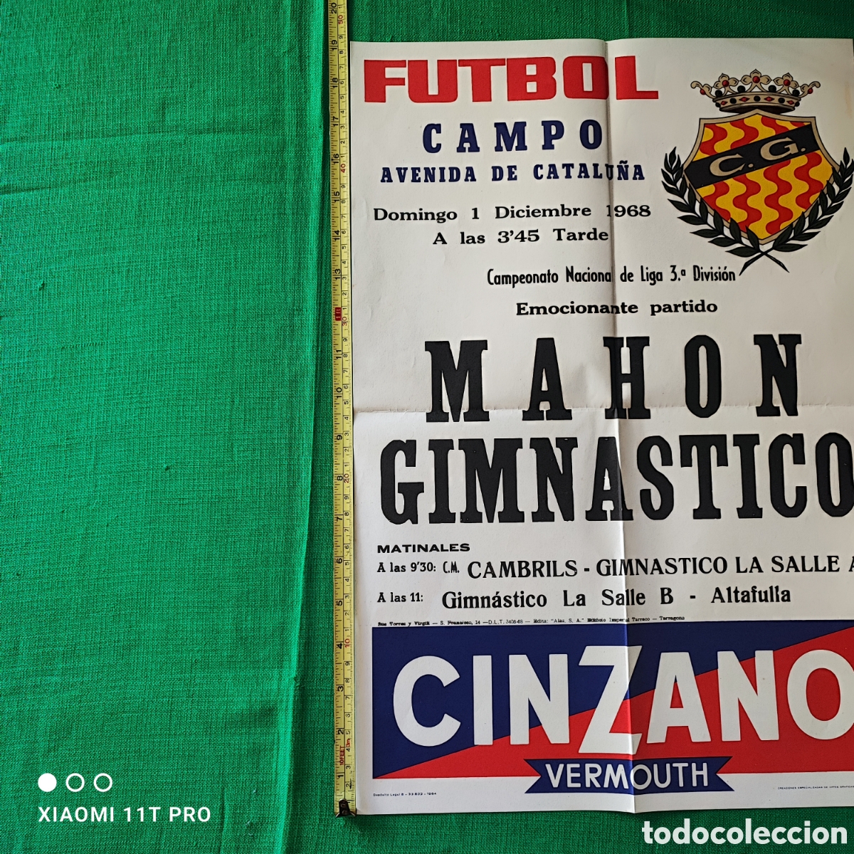 Colecionismo desportivo: Cartel del club Gimn&aacute;stico - Mah&oacute;n del a&ntilde;o 1968