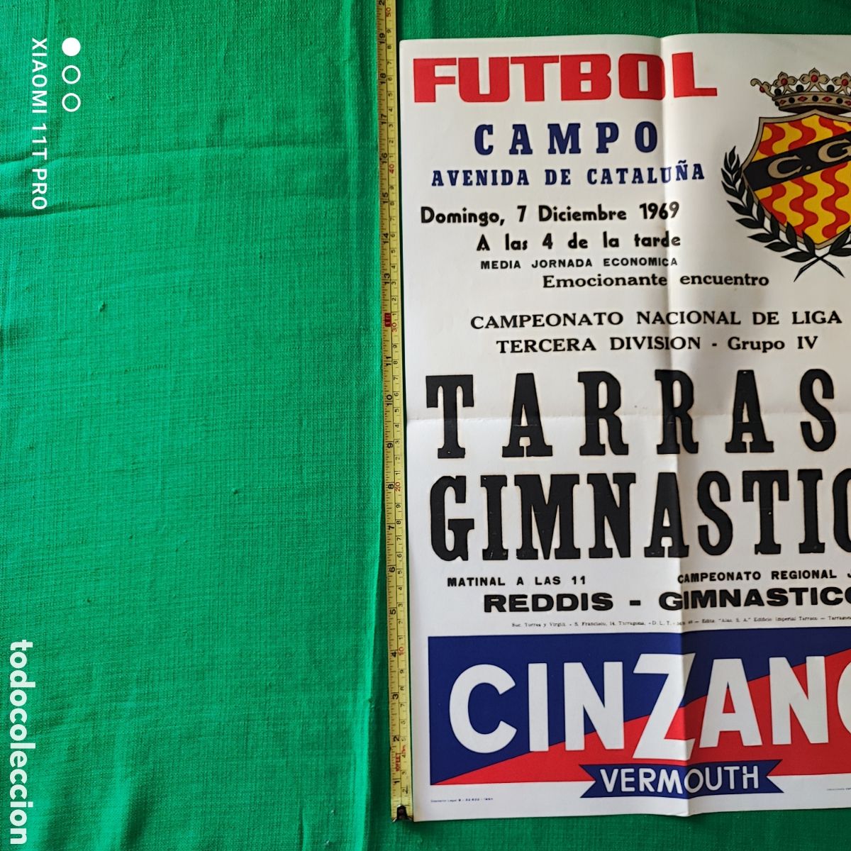 Coleccionismo deportivo: Cartel del club Gimn&aacute;stico - Tarrasa del a&ntilde;o 1969