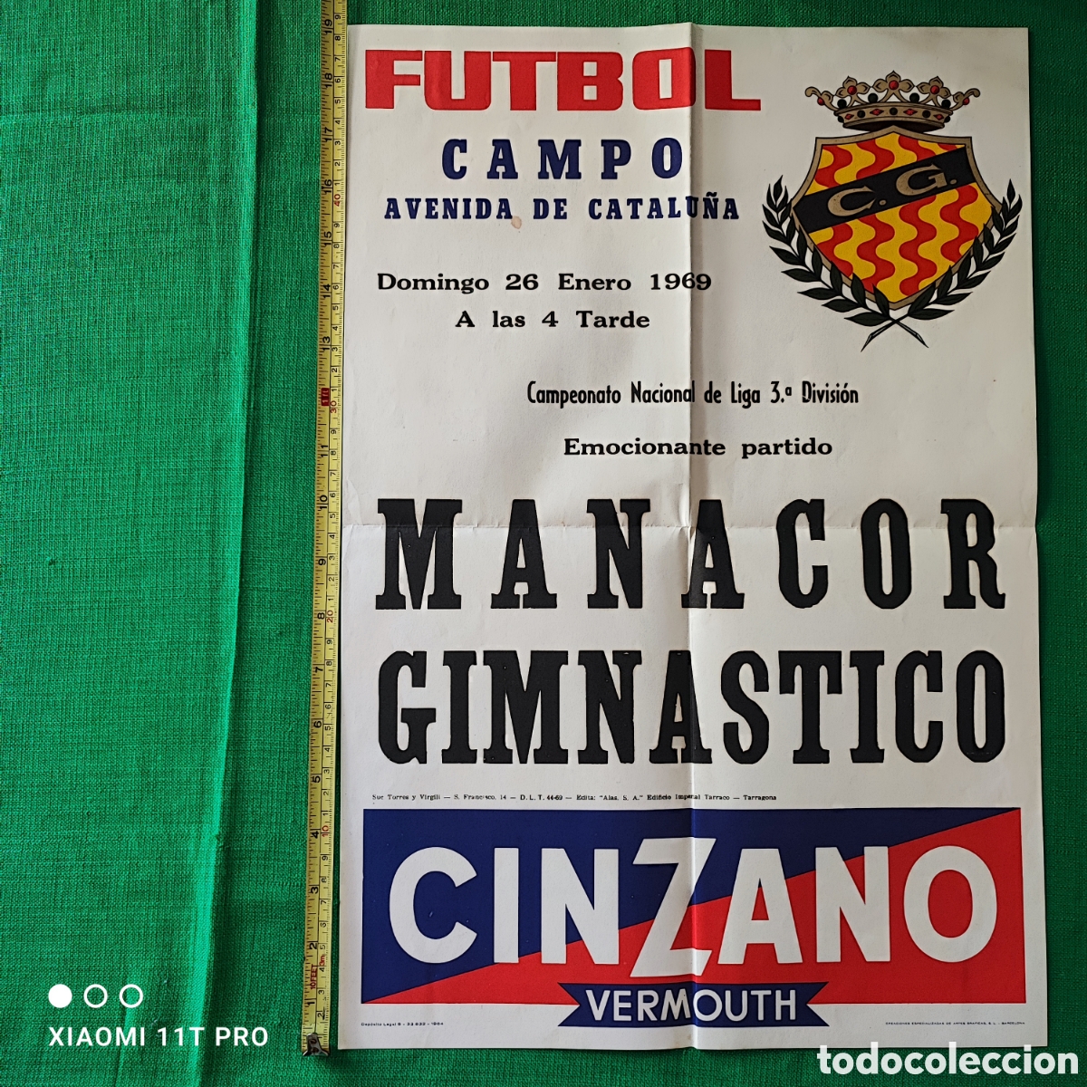 Colecionismo desportivo: Cartel del club Gimn&aacute;stico - Tarrasa del a&ntilde;o 1969