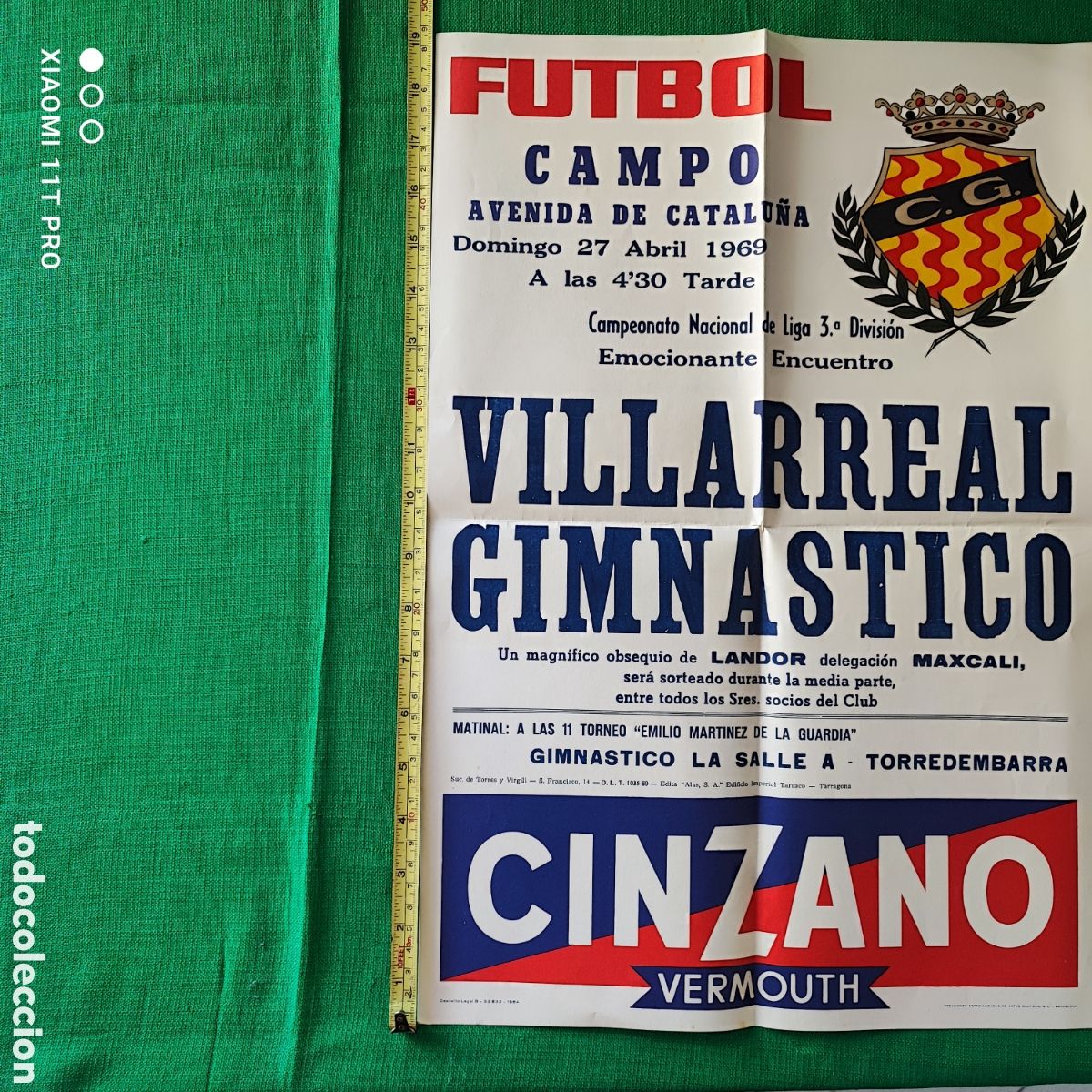 Colecionismo desportivo: Cartel del club Gimn&aacute;stico - Villarreal del a&ntilde;o 1969.
