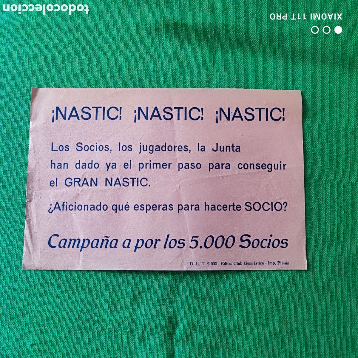 Colecionismo desportivo: Panfleto animaci&oacute;n del club Gimn&aacute;stico de Tarragona .