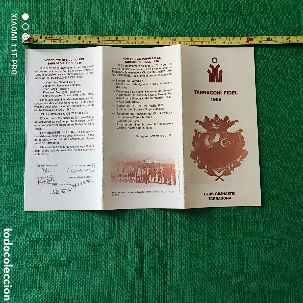 Coleccionismo deportivo: Tr&iacute;ptico del club Gimn&aacute;stico del centenario ( Tarragon&iacute; Fidel )