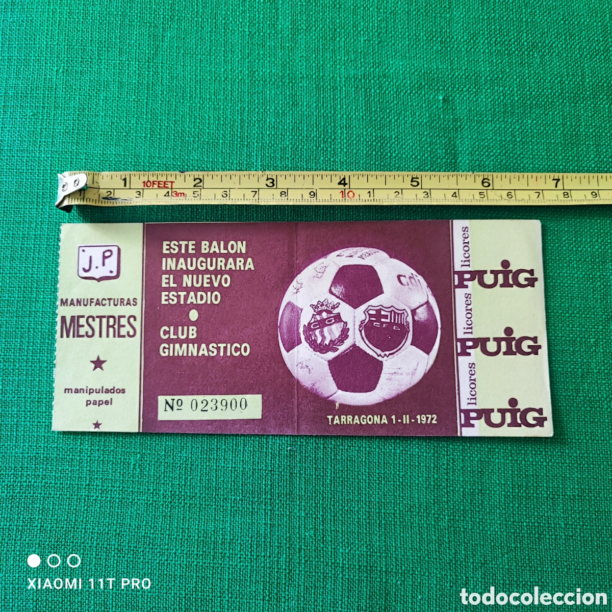 Colecionismo desportivo: Entrada,sorteo bal&oacute;n de f&uacute;tbol del club Gimn&aacute;stico del a&ntilde;o 1972