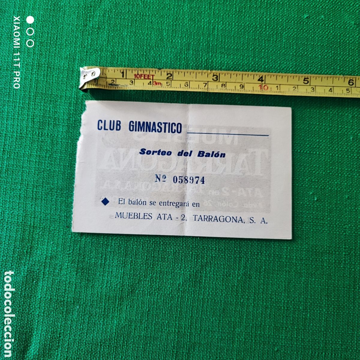 Colecionismo desportivo: Entrada, cup&oacute;n sorteo del bal&oacute;n club Gimn&aacute;stico de Tarragona a&ntilde;o1972
