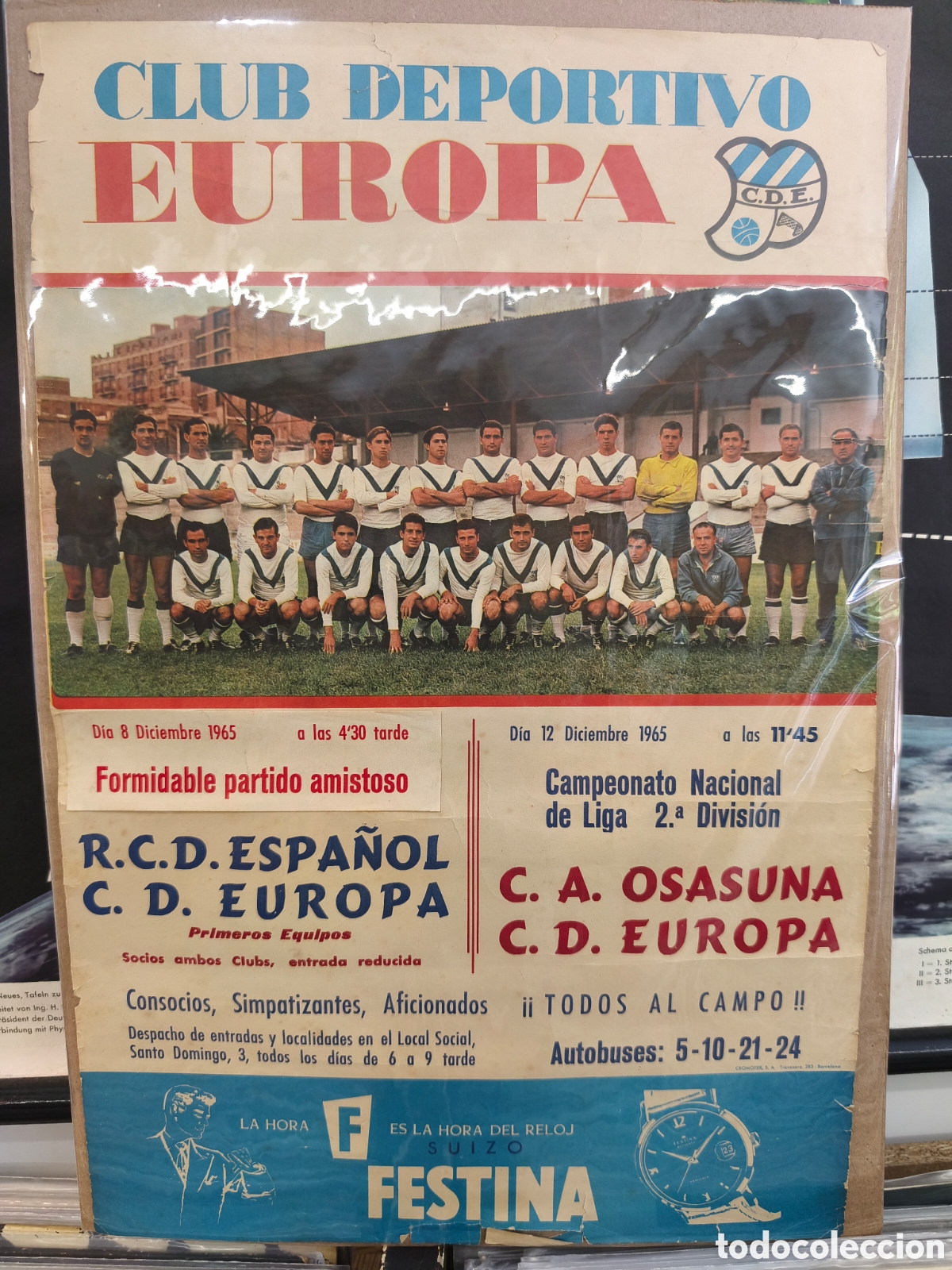 Coleccionismo deportivo: Cartel futbol, club Deportivo Europa 1965