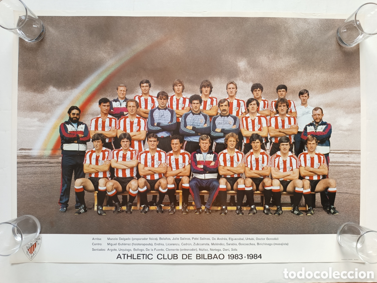 Sports collectibles: Poster oficial ATHLETIC CLUB temporada 1983-1984 (69cm x 49cm) - a&ntilde;o campe&oacute;n Liga y Copa - Bilbao